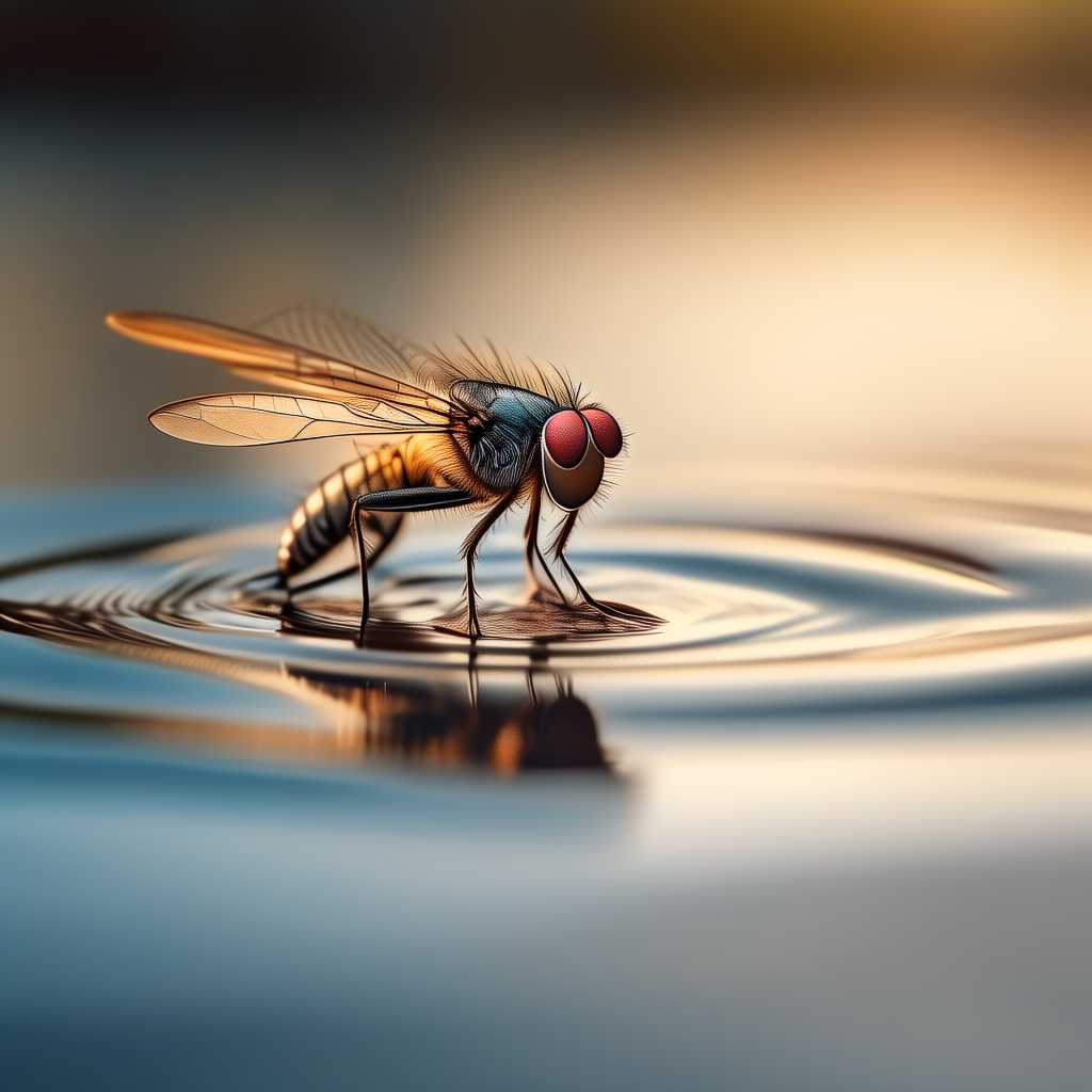 Dry fly landing on water